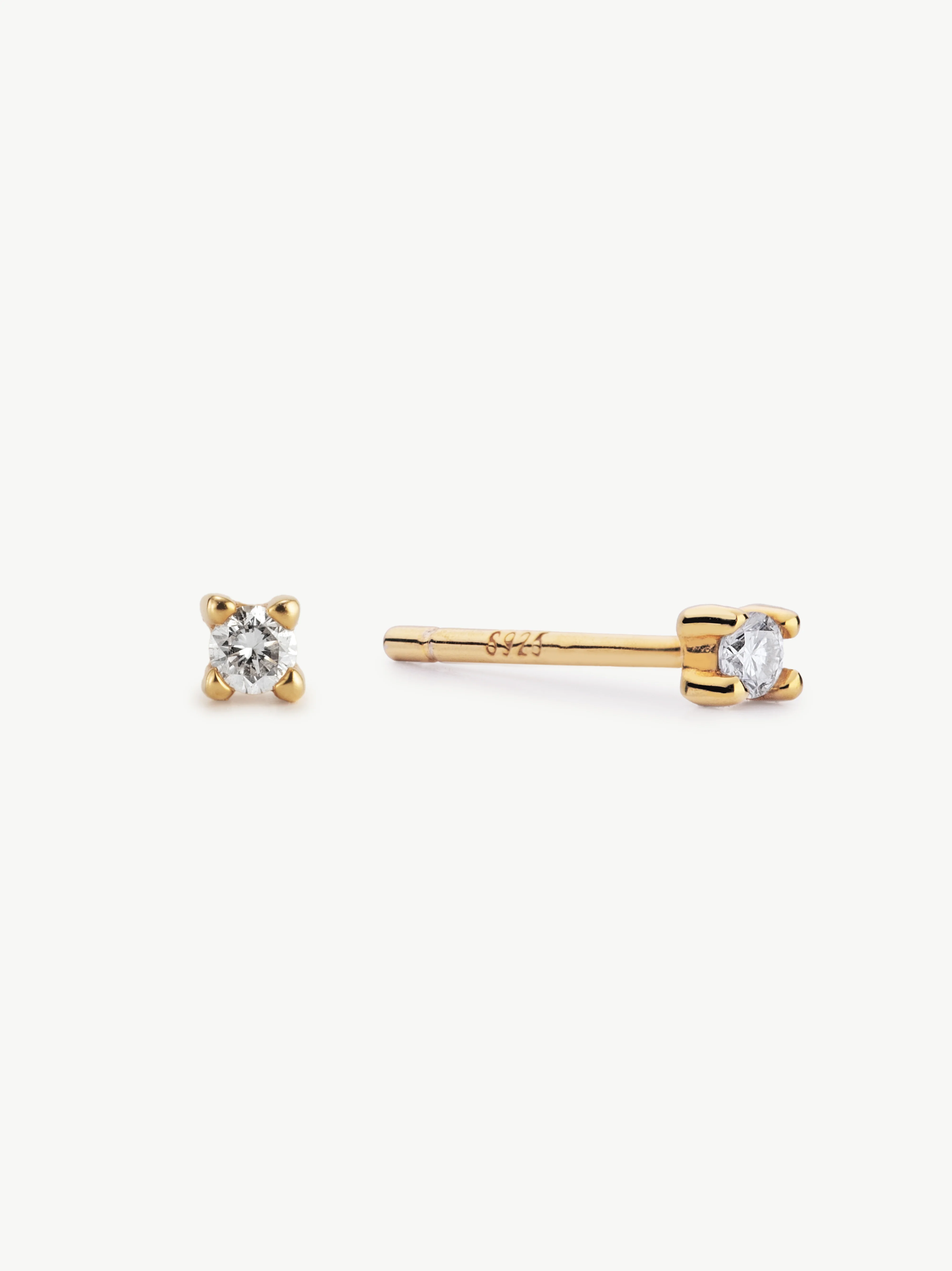 Classic Diamond Set with Mini Studs - Gold Vermeil - Image 4