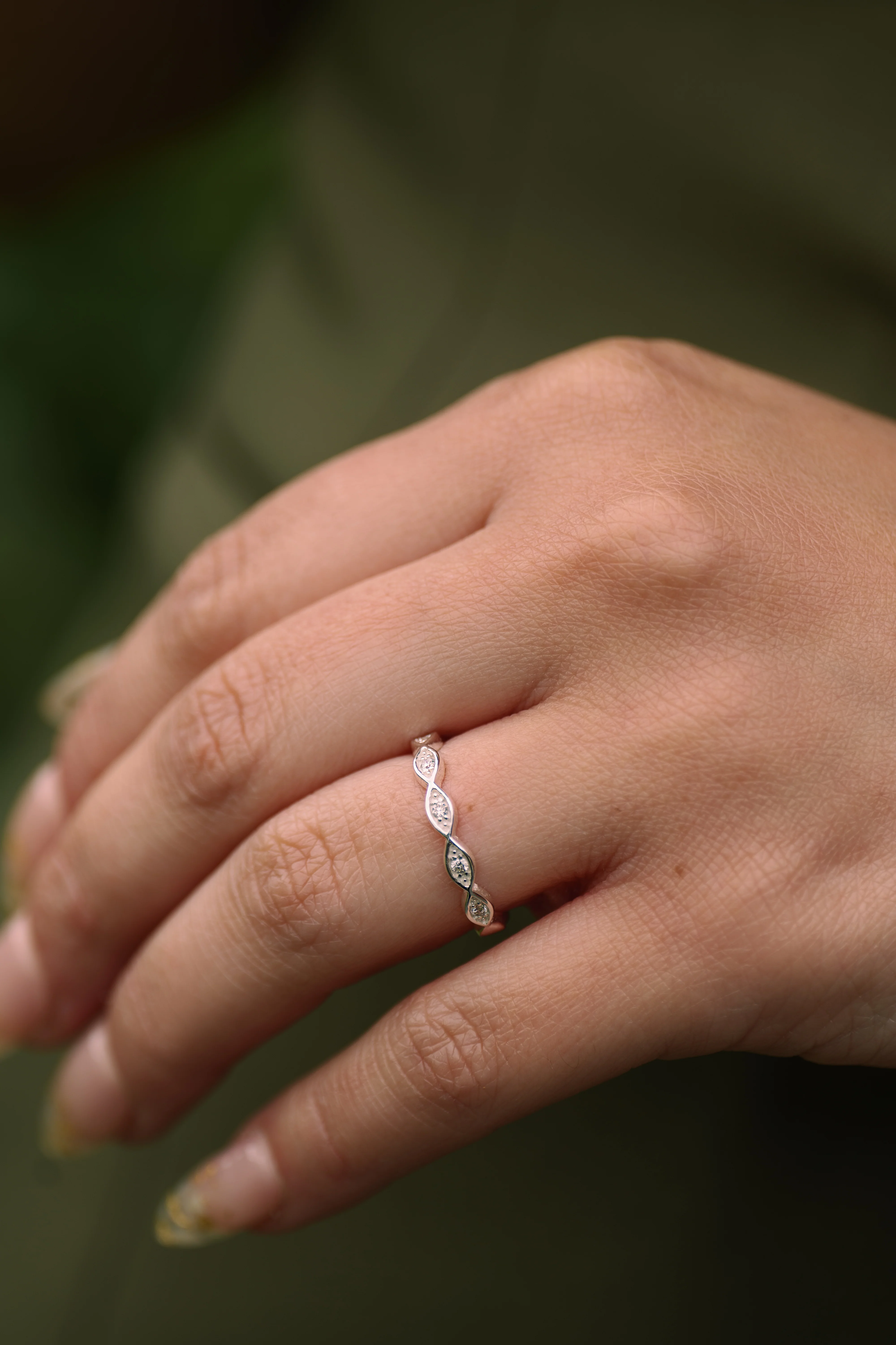 Diamond Petal Stacker Ring - Image 5
