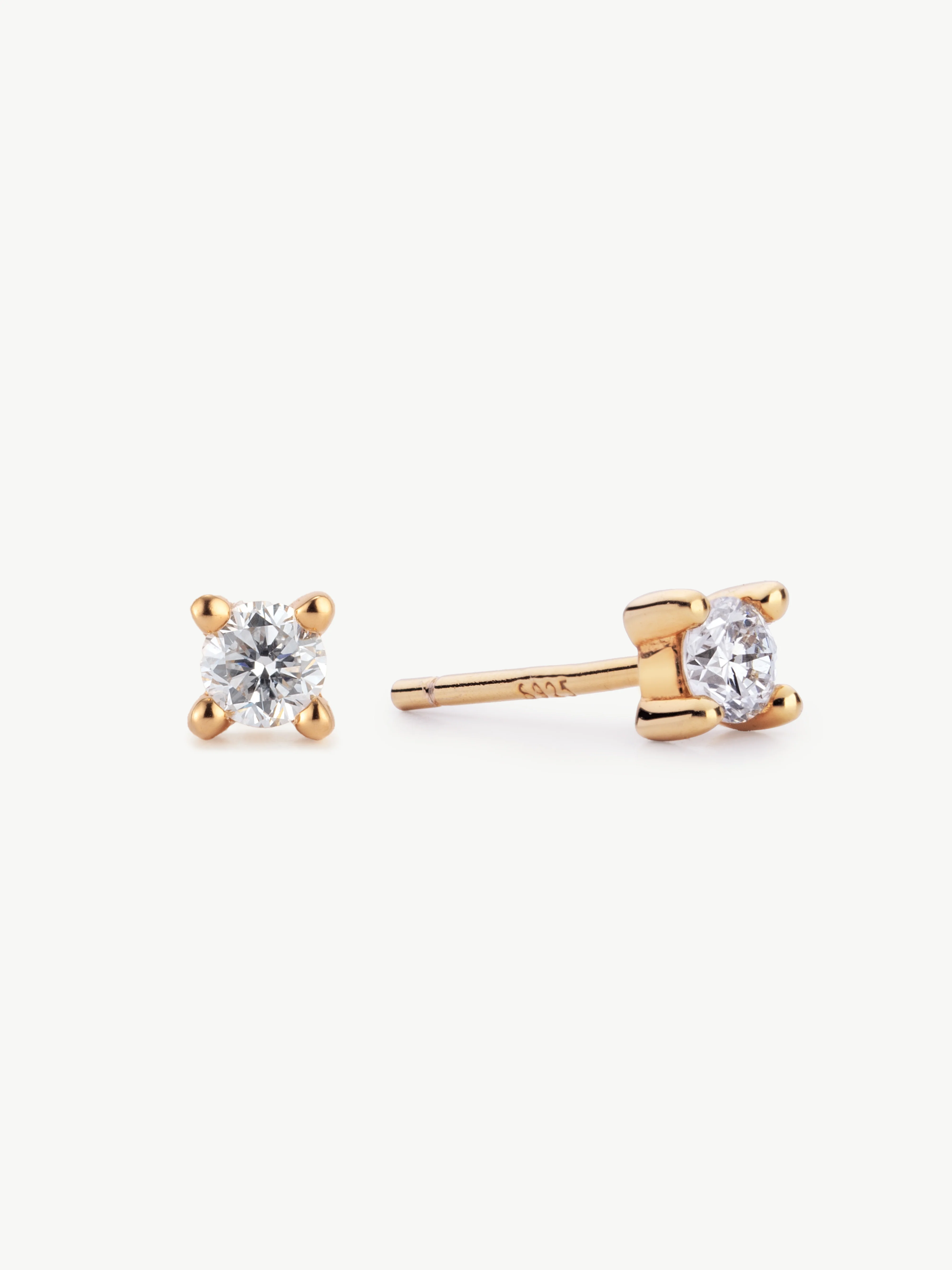 Diamond Set With Classic Studs - Gold Vermeil - Image 6