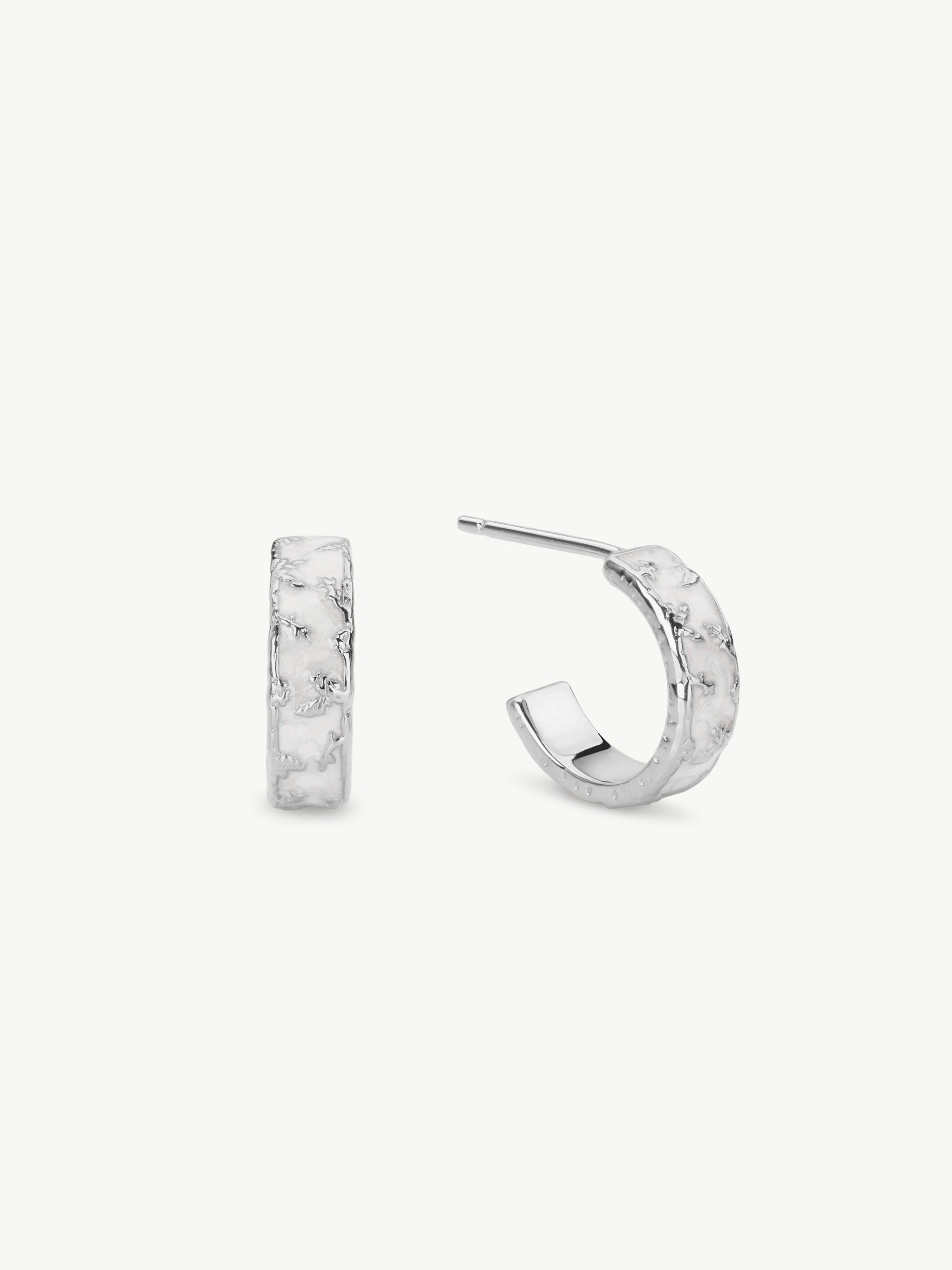 Flora Mother Of Pearl Style Enamel Hoops - Image 6